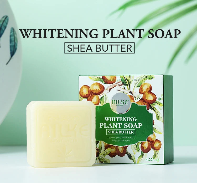 AILKE Shea Butter Whitening Soap For All Skin Types, Reduce Dark Spots, Moisturizing Body Wash For Bath Or Shower, Gift Box