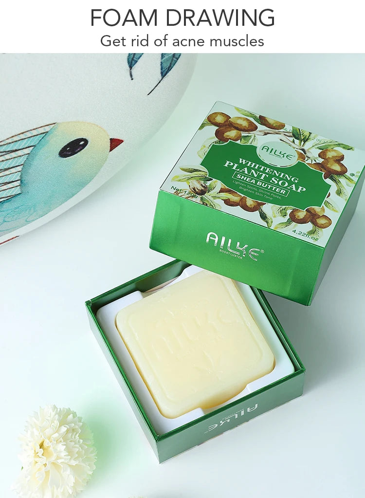 AILKE Shea Butter Whitening Soap For All Skin Types, Reduce Dark Spots, Moisturizing Body Wash For Bath Or Shower, Gift Box