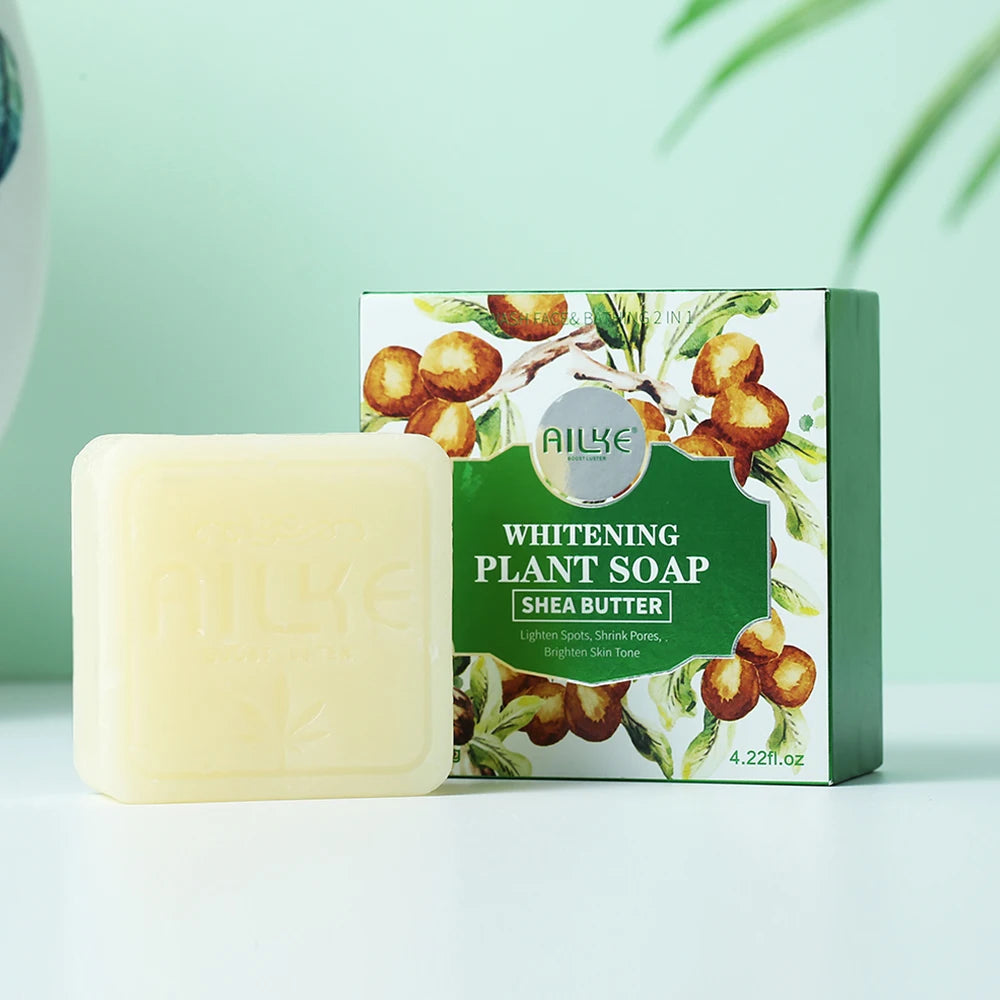 AILKE Shea Butter Whitening Soap For All Skin Types, Reduce Dark Spots, Moisturizing Body Wash For Bath Or Shower, Gift Box