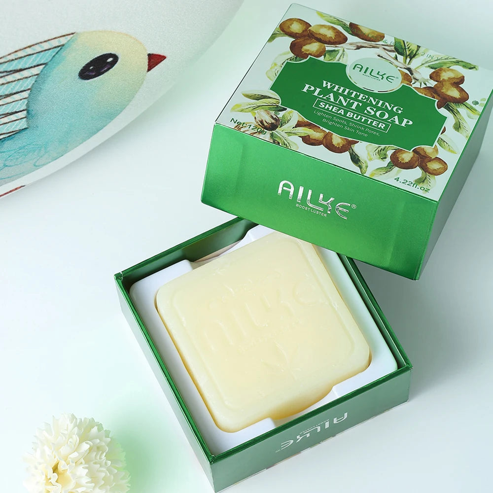 AILKE Shea Butter Whitening Soap For All Skin Types, Reduce Dark Spots, Moisturizing Body Wash For Bath Or Shower, Gift Box