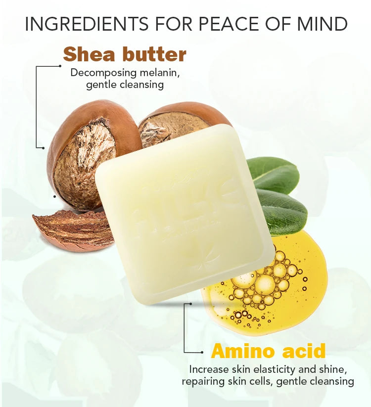 AILKE Shea Butter Whitening Soap For All Skin Types, Reduce Dark Spots, Moisturizing Body Wash For Bath Or Shower, Gift Box