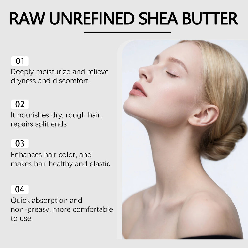 Shea Butter Moisturizing Cream Multi Use Balm for Dry Skin and Hair Restore Shine Increase Skin Elasticity Body Face & Hair Care