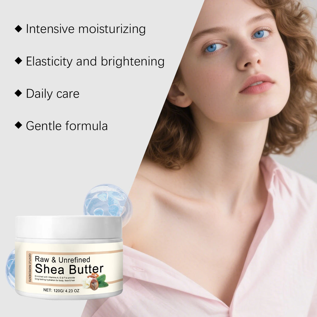 Shea Butter Moisturizing Cream Multi Use Balm for Dry Skin and Hair Restore Shine Increase Skin Elasticity Body Face & Hair Care