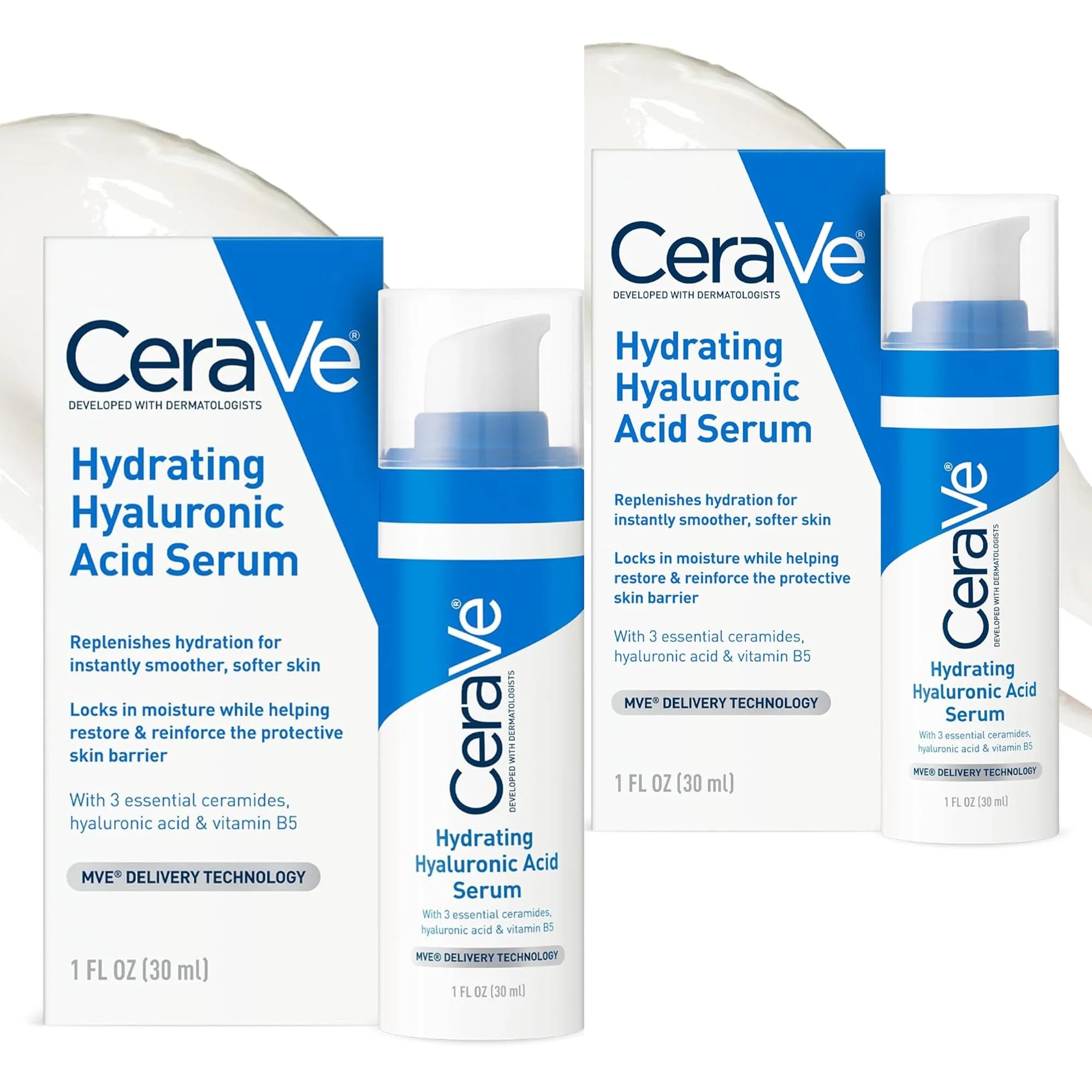 Cerave Hyaluronic Acid Serum for Face with Vitamin B5 and Ceramides, Hydrating Face Serum for Dry Skin, Fragrance Free, 1 Ounce