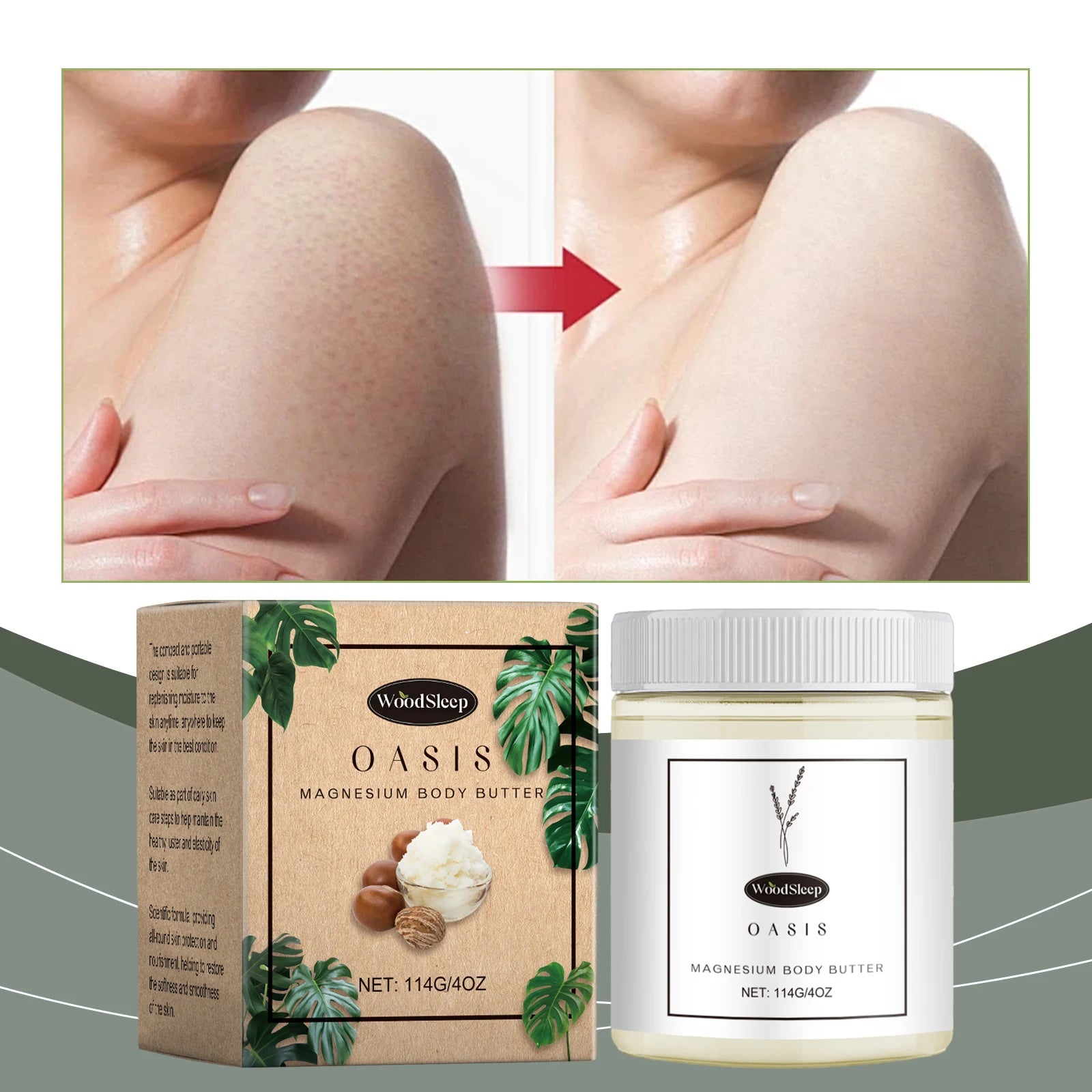 Shea Butter Body Lotion Moisturizing Magnesium Body Butter Nourishing Skin Soft Smooth Soothes Muscles Body Skincare Cream