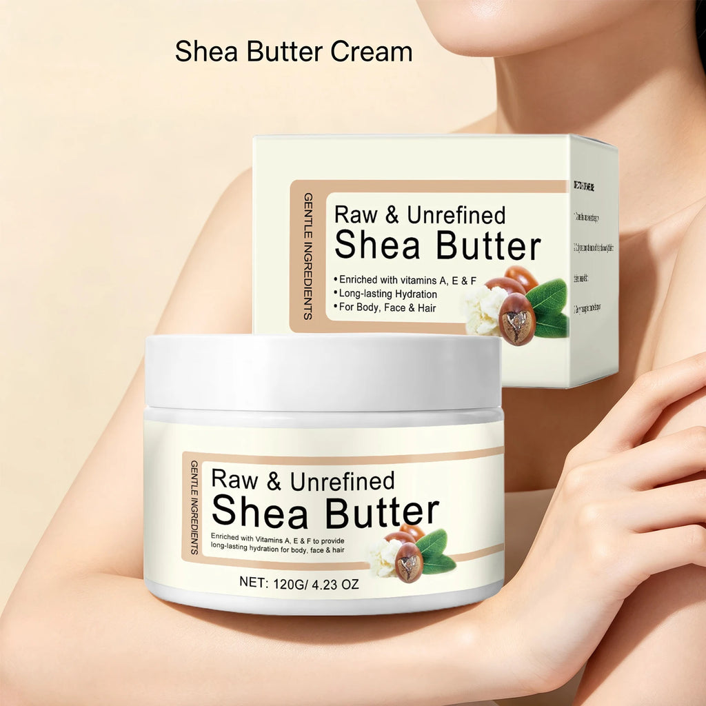 Shea Butter Moisturizing Cream Multi Use Balm for Dry Skin and Hair Restore Shine Increase Skin Elasticity Body Face & Hair Care