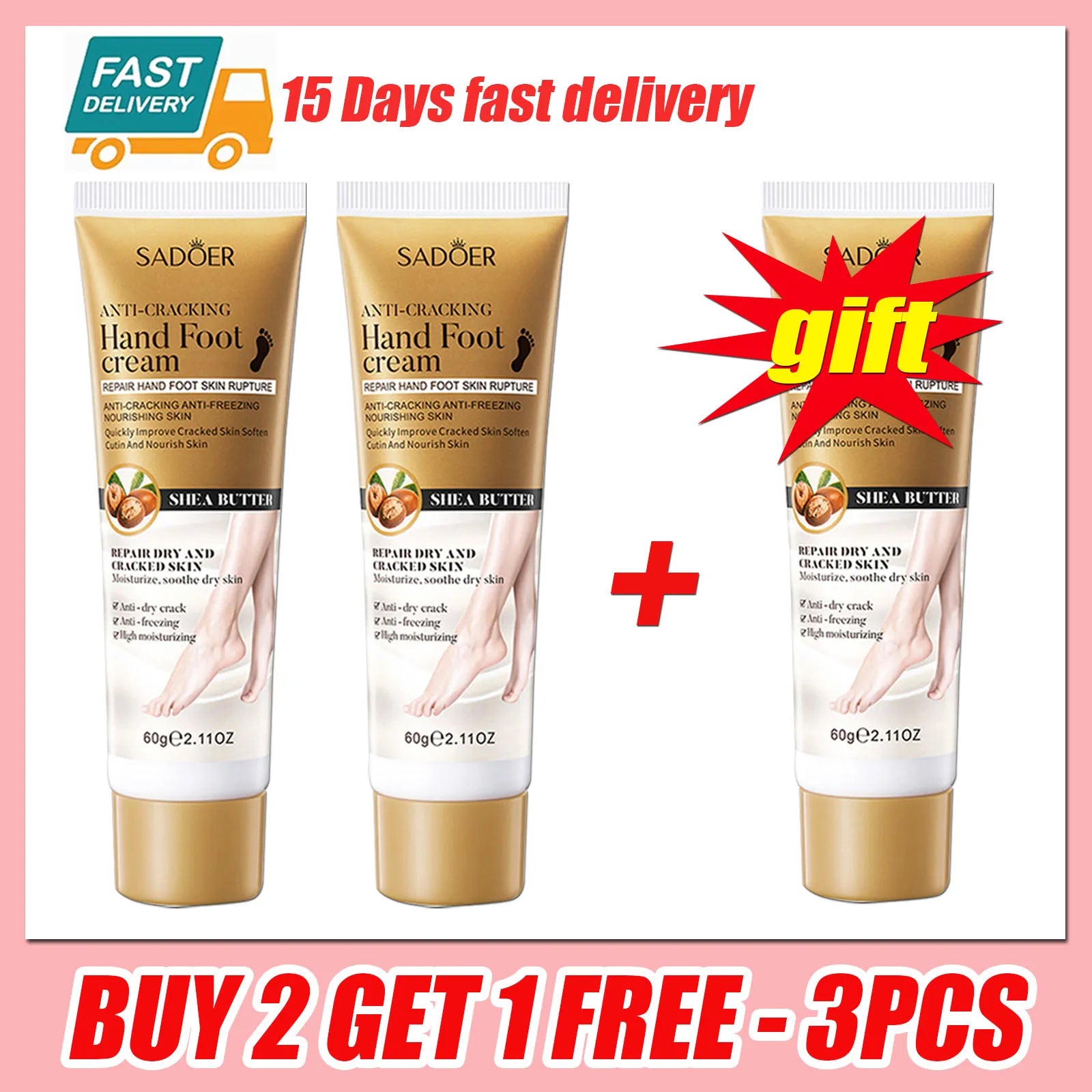 SADOER Shea Butter Foot Cream Moisturizing Anti Wrinkles Anti-Drying Heel Repair Removal Dead Skin Hands and Feet Skin Care